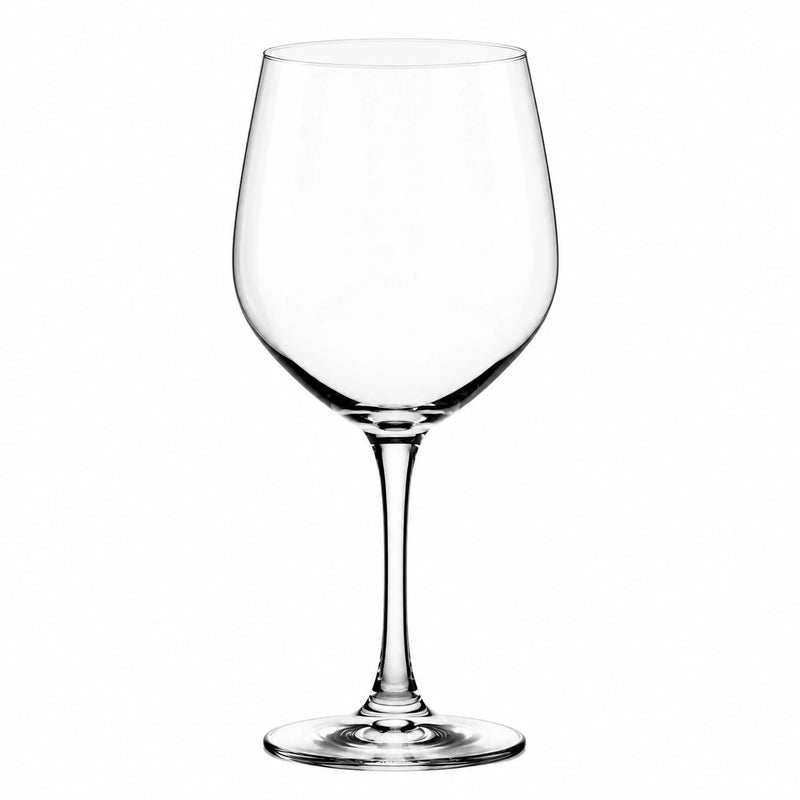 Calice da vino 650 ml in vetro trasparente con stelo stile classico