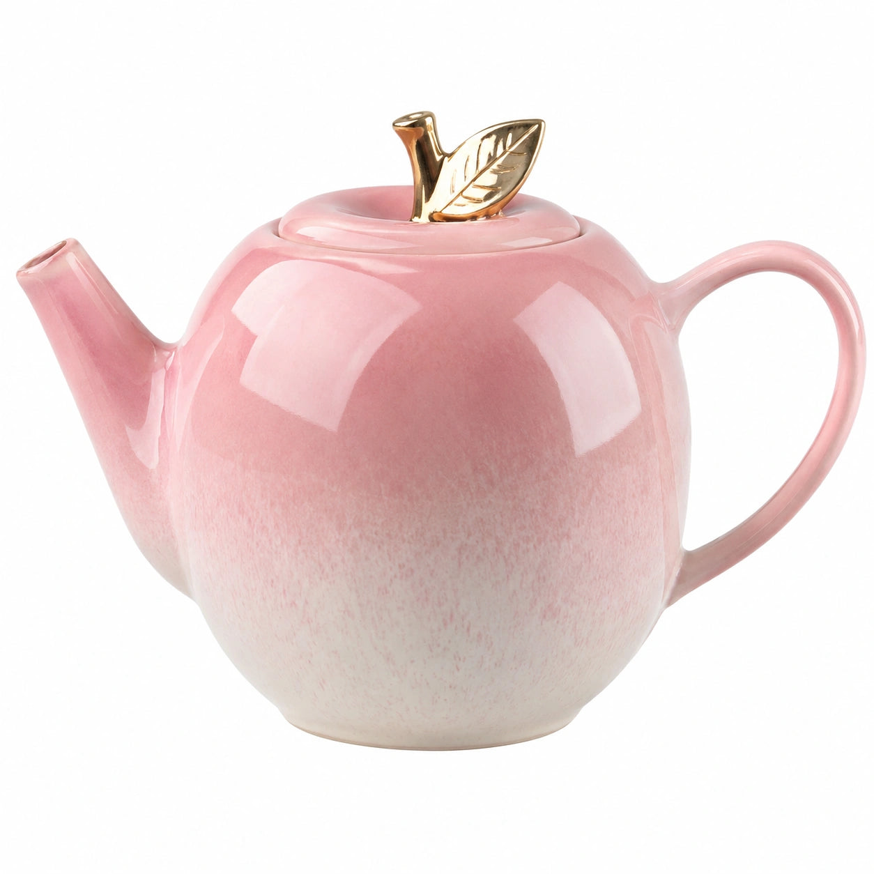 Teiera 1.20 L in ceramica rosa con coperchio decorativo