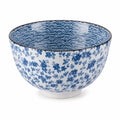 Ciotola in porcellana 18 cm blu e bianca con decoro floreale per servire