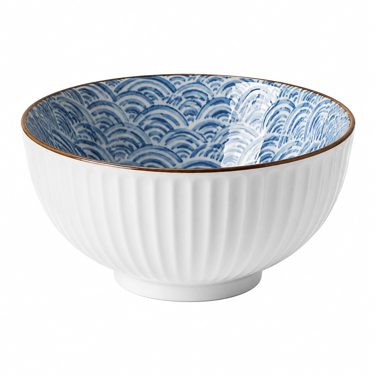 Ciotola in ceramica 20 cm bianca e blu con motivo a onde - per servire