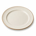 Piatto piano Ø 28 cm in ceramica avorio con bordo marrone stile rustico