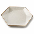 Piatto esagonale 24 cm in ceramica avorio per servire in stile rustico