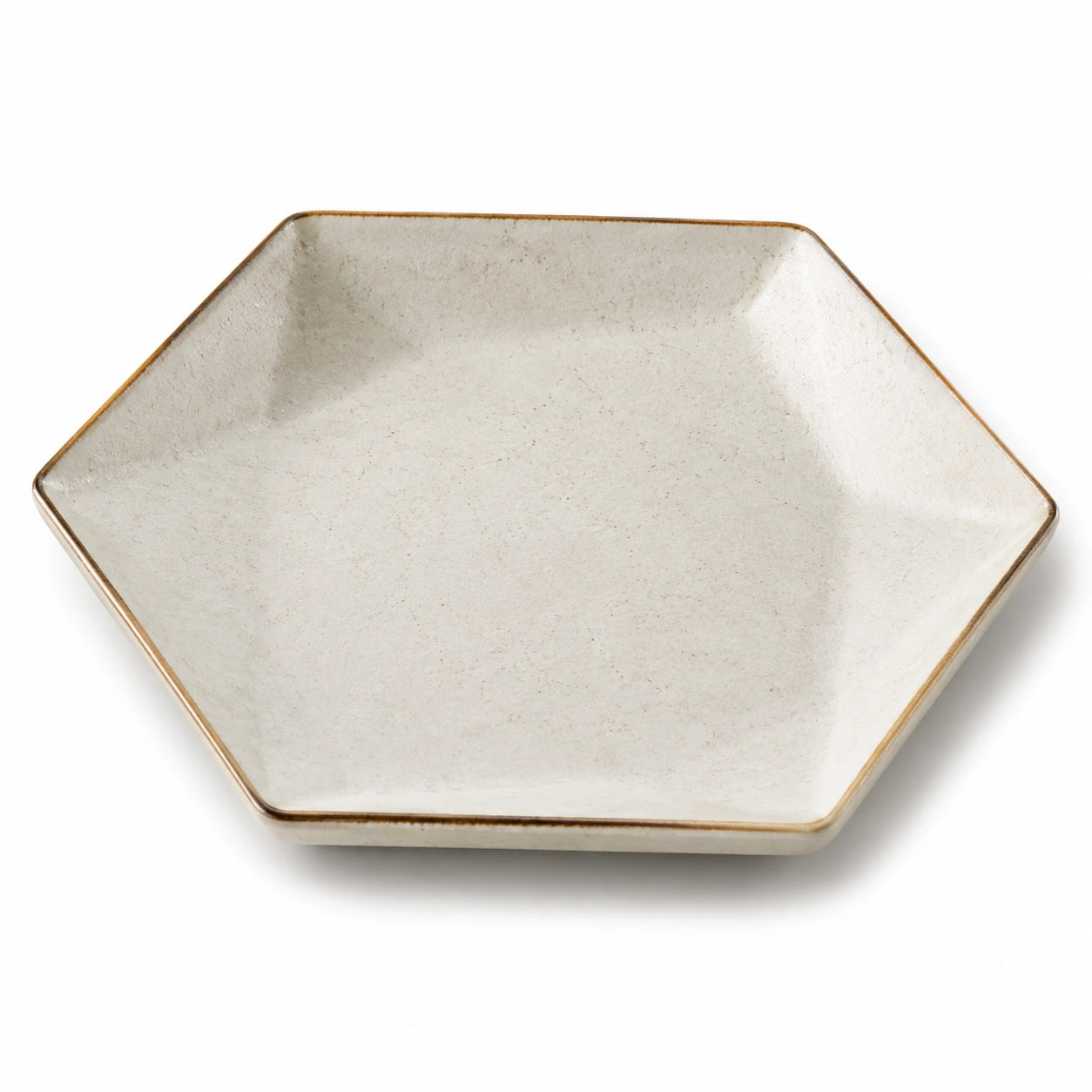 Piatto esagonale 24 cm in ceramica avorio per servire in stile rustico