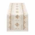 Runner da tavola 180 x 33 cm in tessuto beige con motivo geometrico stile boho