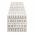 Runner da tavola 180 x 40 cm in tessuto beige e nero stile geometrico