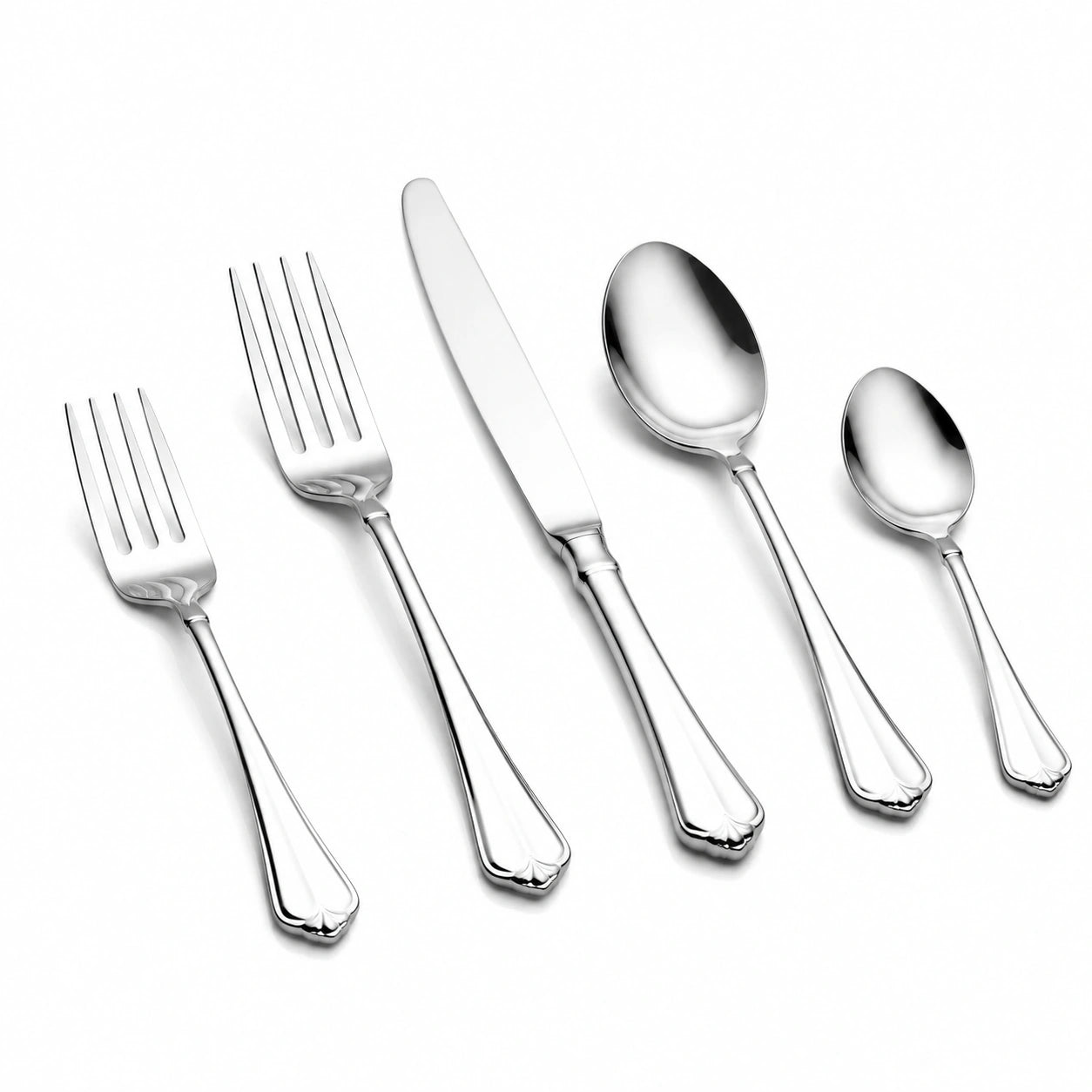 Set di posate 5 pezzi 14.5-23 cm in acciaio inossidabile argento stile classico