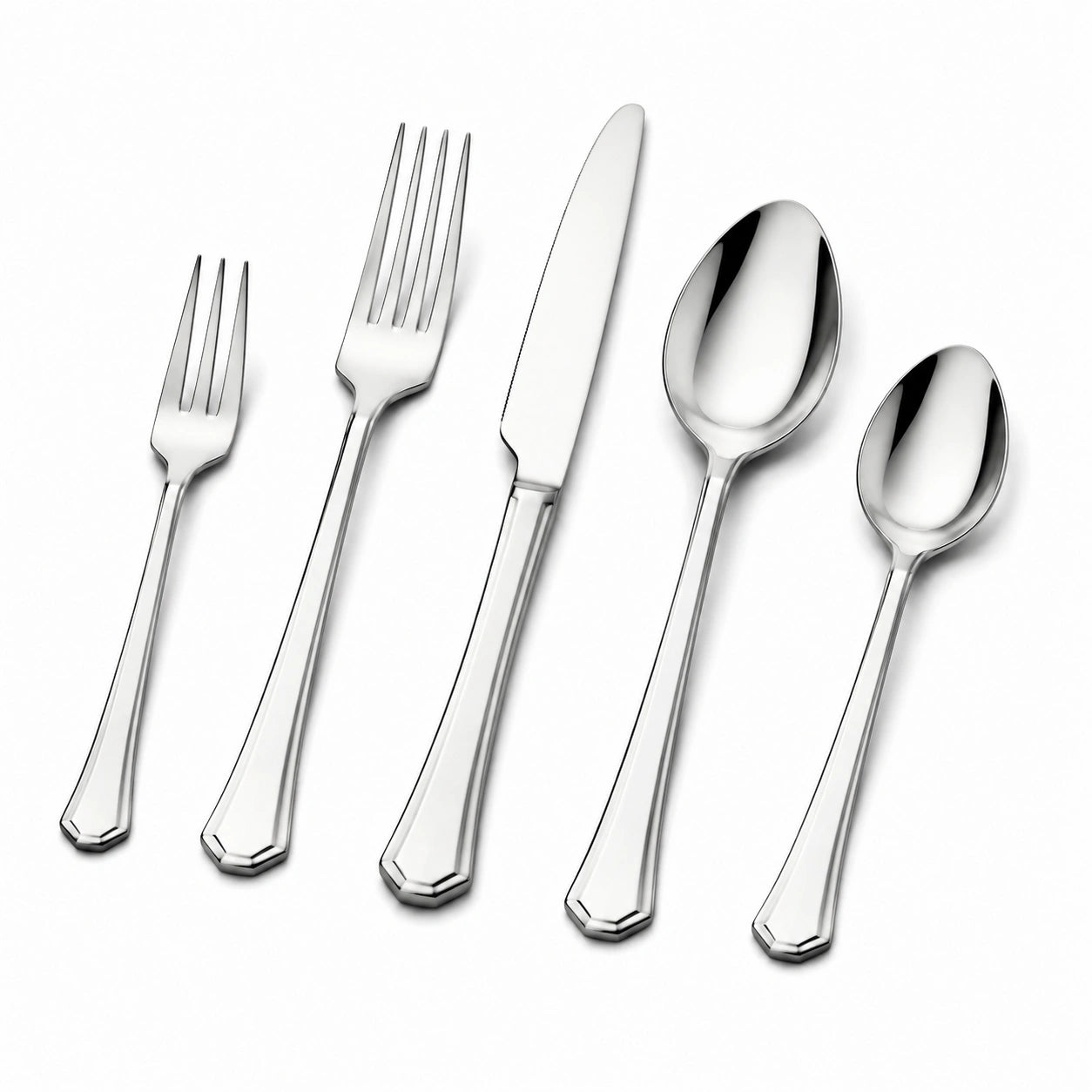 Set posate 5 pezzi in acciaio inox argento - stile classico per tavola 20.5 cm