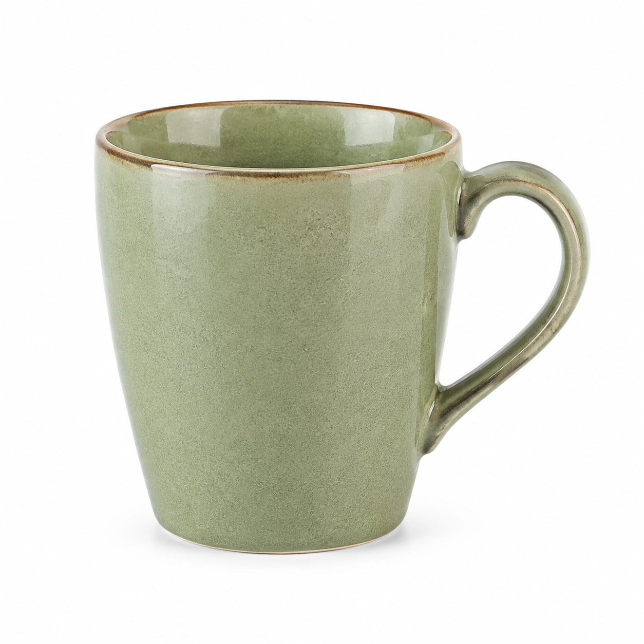 Tazza in ceramica verde 350 ml con manico - stile rustico per bevande calde