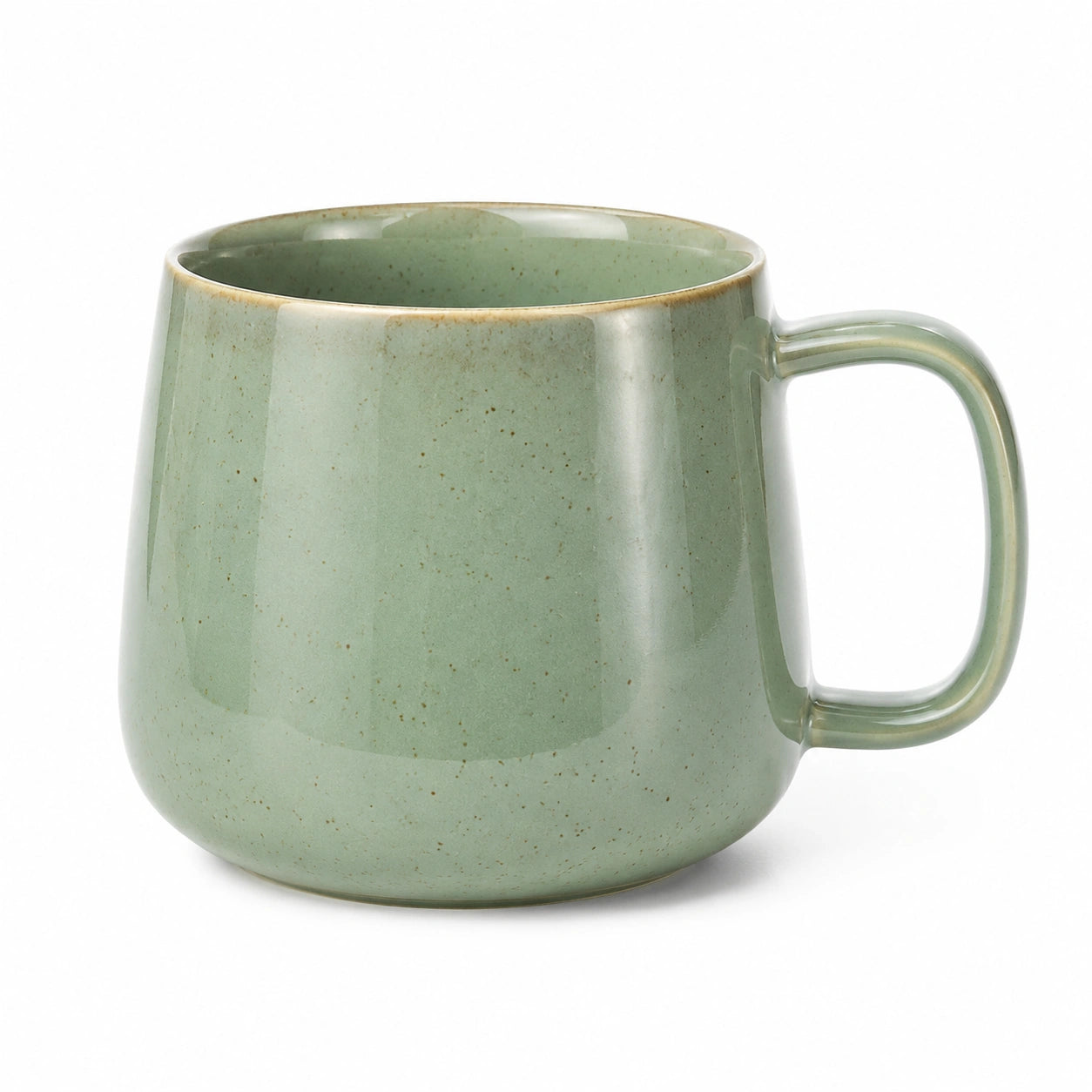 Tazza 450 ml in ceramica verde salvia con manico stile contemporaneo