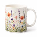 Tazza 350 ml in ceramica bianca con fiori per bevande calde stile botanico