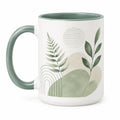 Tazza in ceramica 350 ml bianca e verde con motivo botanico