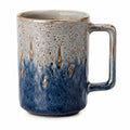 Tazza 450 ml alta 12 cm in ceramica blu crema con manico stile rustico