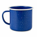 Tazza smaltata 500 ml in acciaio blu con bordo bianco stile puntinato