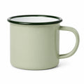 Tazza 350 ml in acciaio smaltato verde chiaro con bordo verde per bevande calde stile retrò